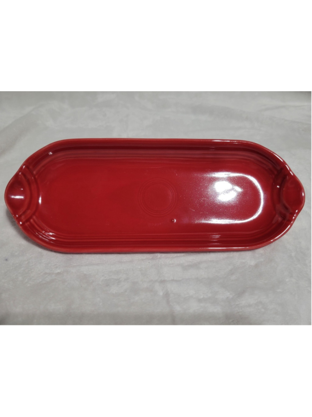 Fiesta Ware Scarlet Relish Utility Tray Serving Dish Homer Laughlin USA Flawed